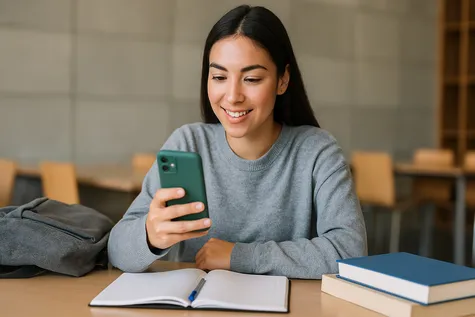 Joven utilizando su tarifa móvil ideal