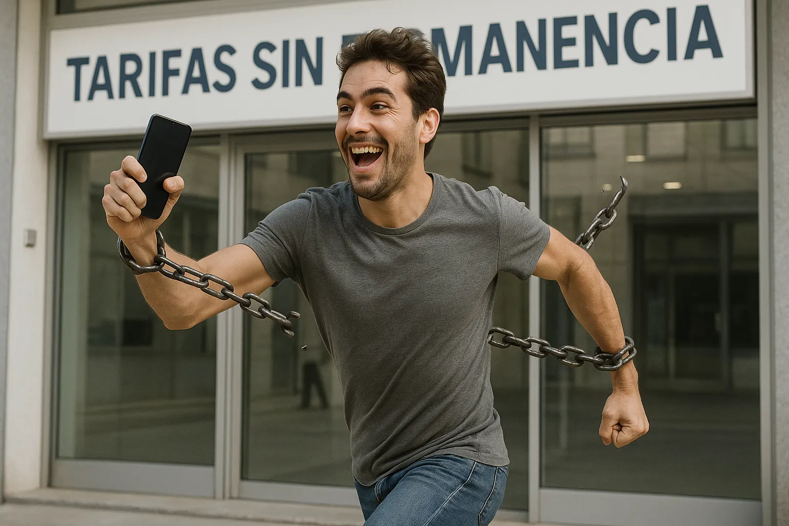 Hombre corriendo con una tarifa móvil sin permanencia