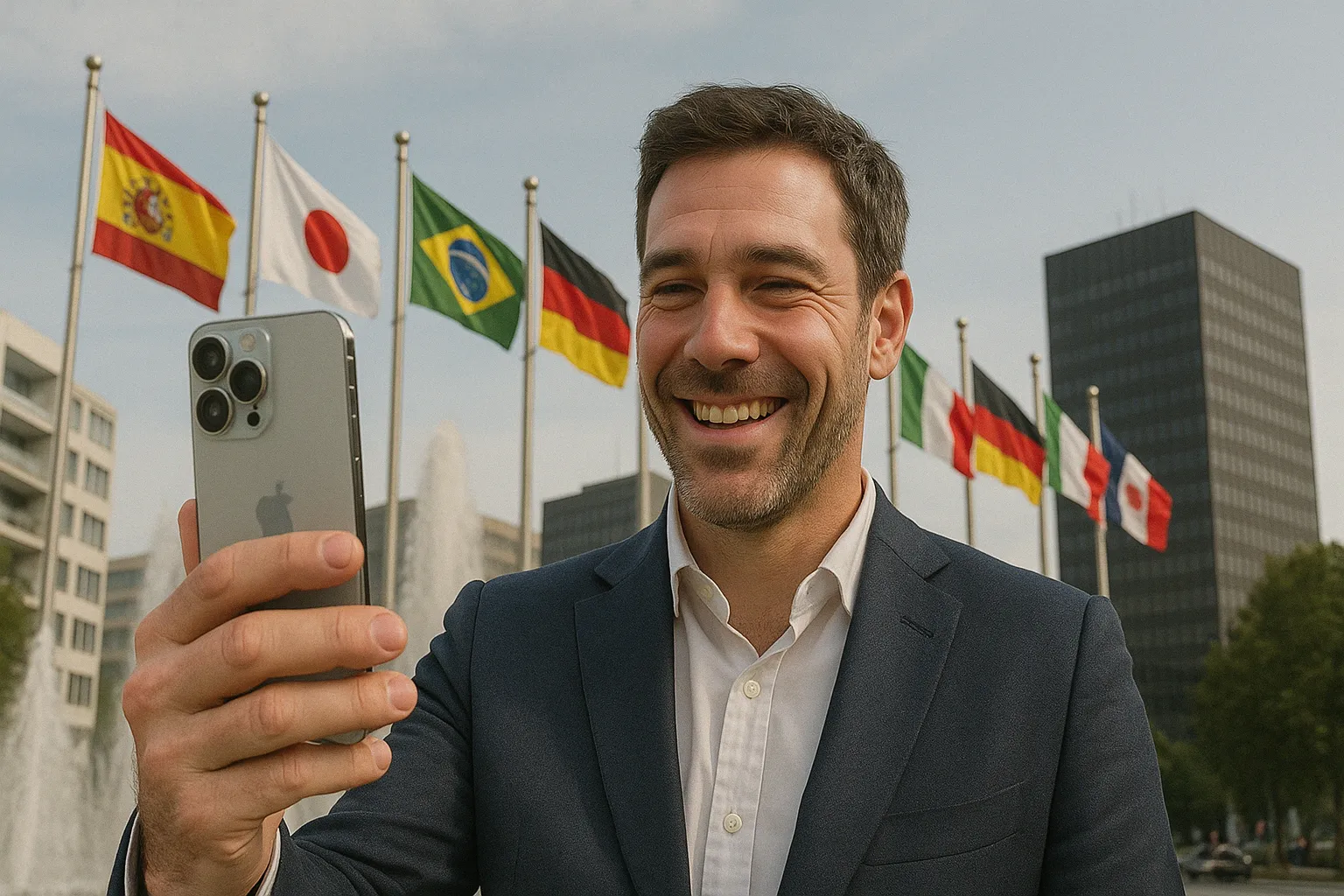 Hombre disfrutando de su tarifa móvil internacional