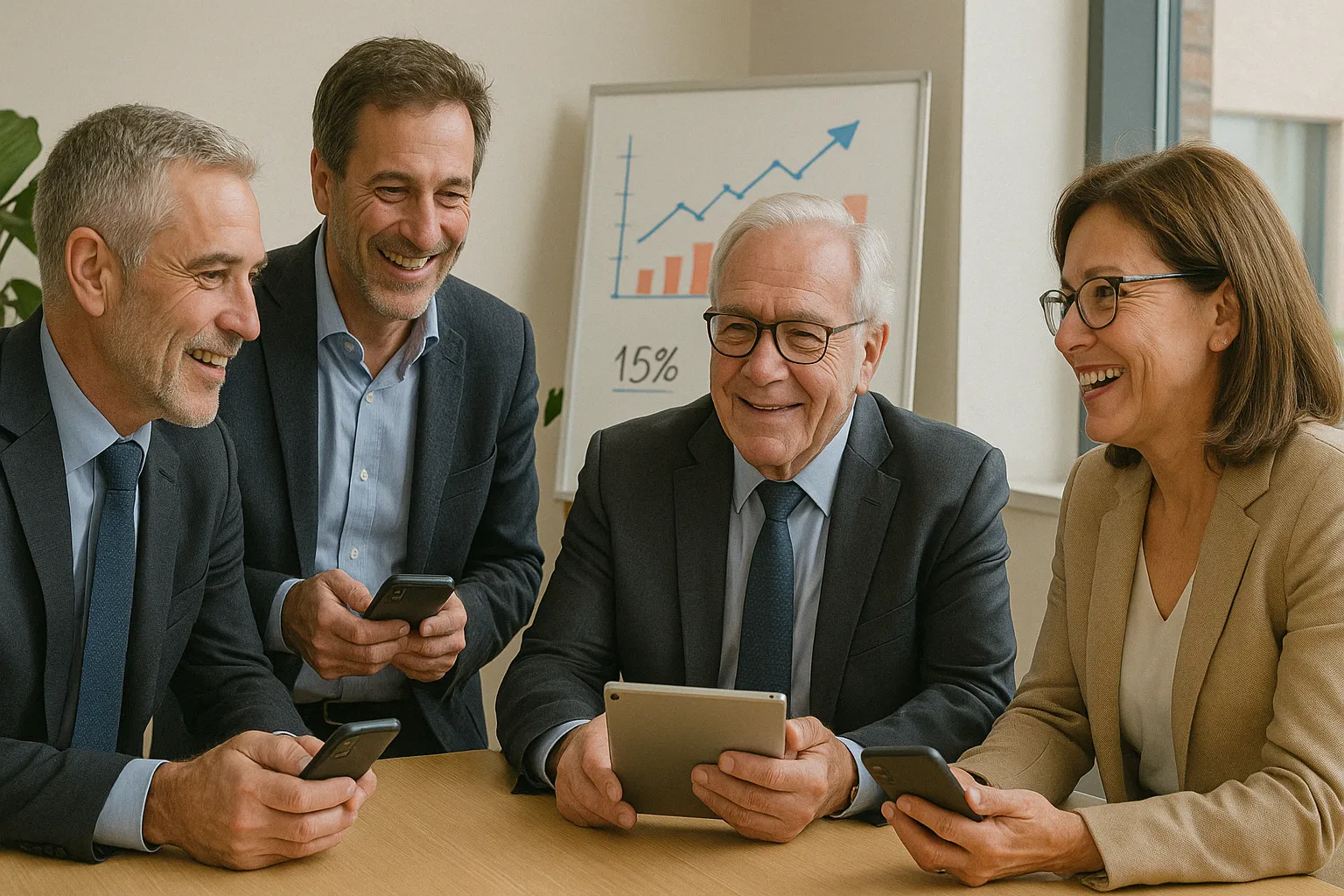 Personas de una PYME con su tarifa móvil