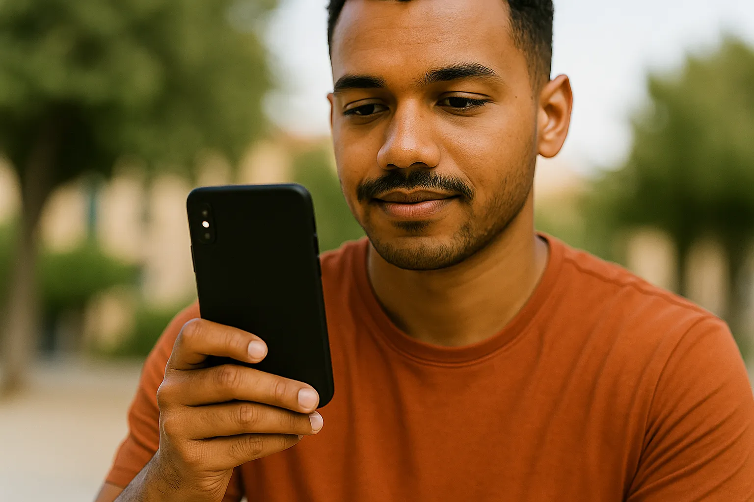 Persona mirando su móvil con 5G activo
