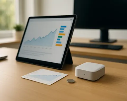 Una tablet y un router 4G portátil sobre un escritorio moderno, simbolizando una tarifa de solo datos para conectar dispositivos de trabajo o para el hogar