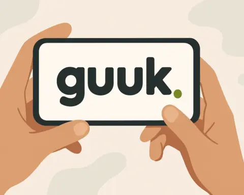 Ilustración de un móvil con el logo de Guuk.