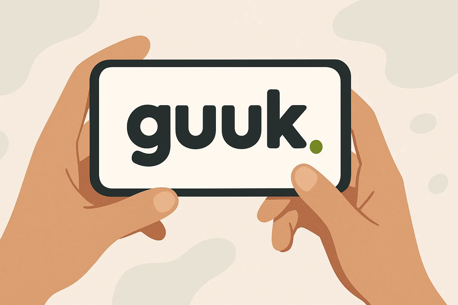 Ilustración de un móvil con el logo de Guuk.