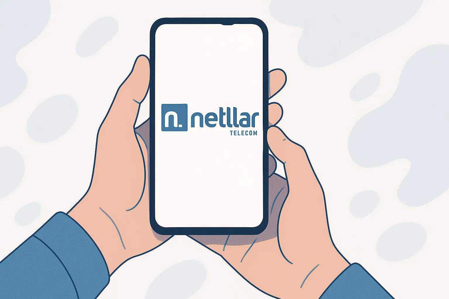 Ilustración de un móvil con el logo de Netllar.